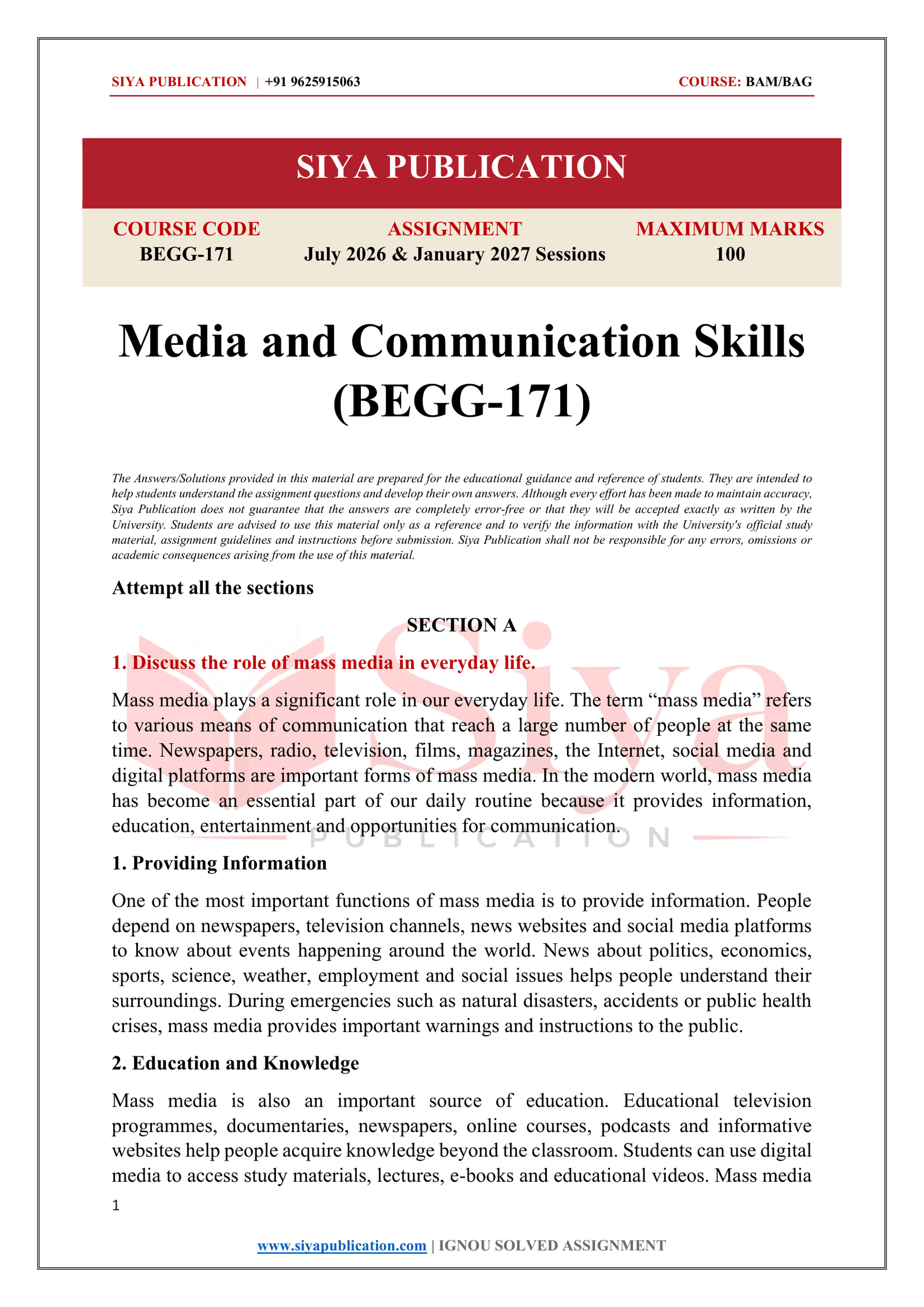 IGNOU BEGG-171 Solved Assignment 2026-27 – English Medium - Image 2