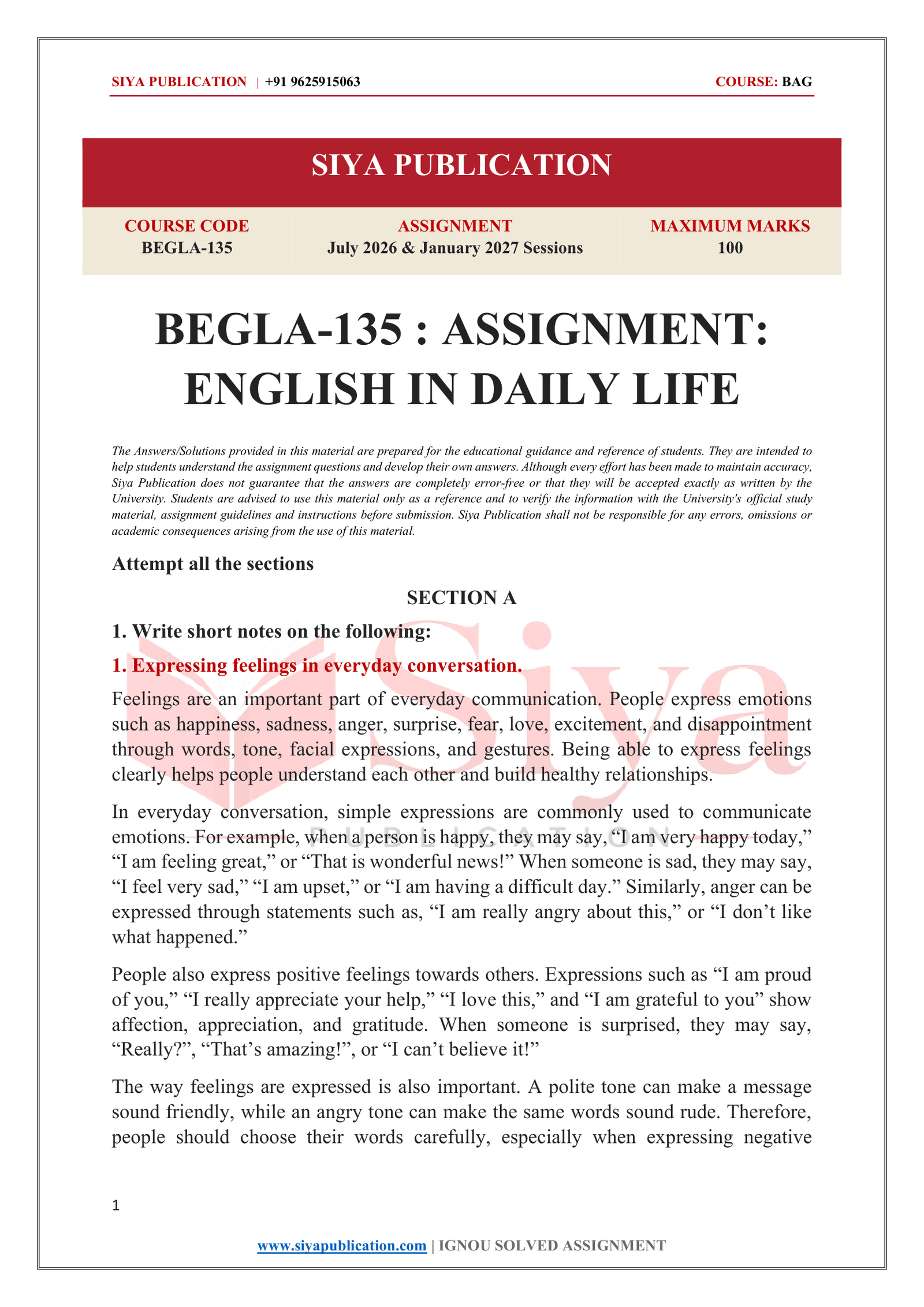 IGNOU BEGLA-135 Solved Assignment 2026-27 – English Medium - Image 2