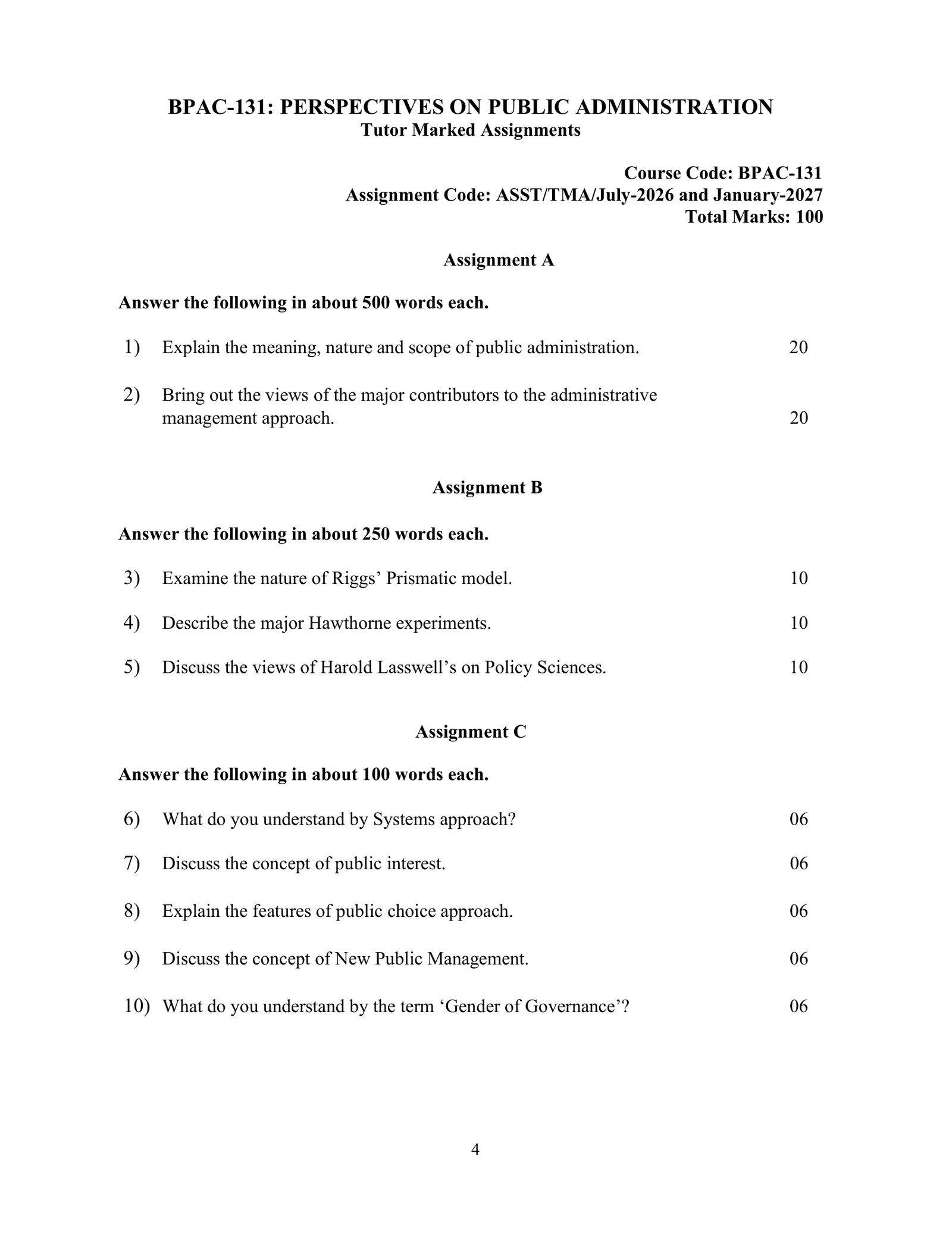 IGNOU BPAC-131 Solved Assignment 2026-27 – English Medium