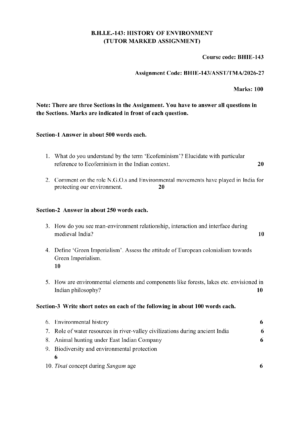 IGNOU BHIE-143 Solved Assignment 2026-27 – English Medium