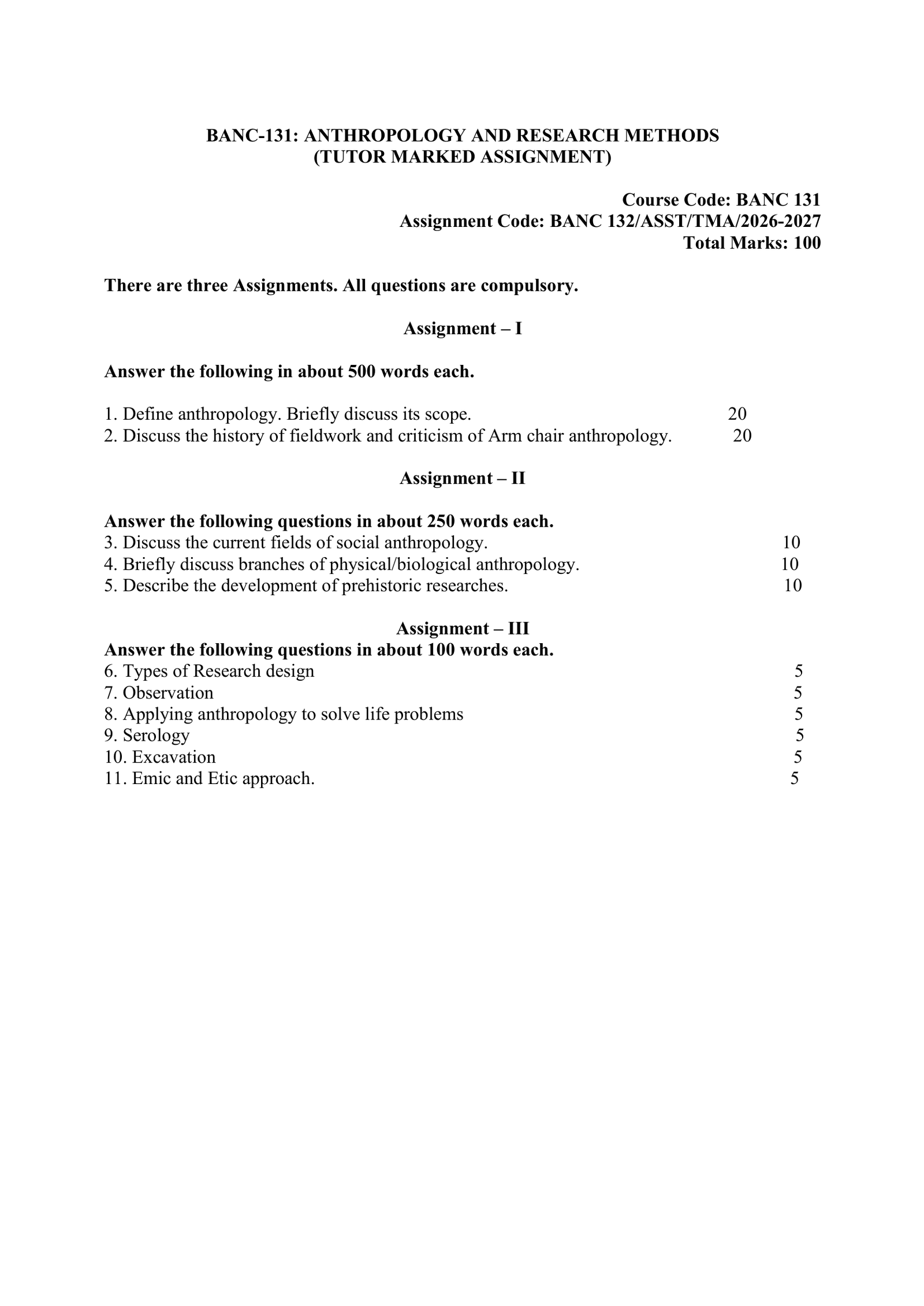IGNOU BANC-131 Solved Assignment 2026-27 – English Medium