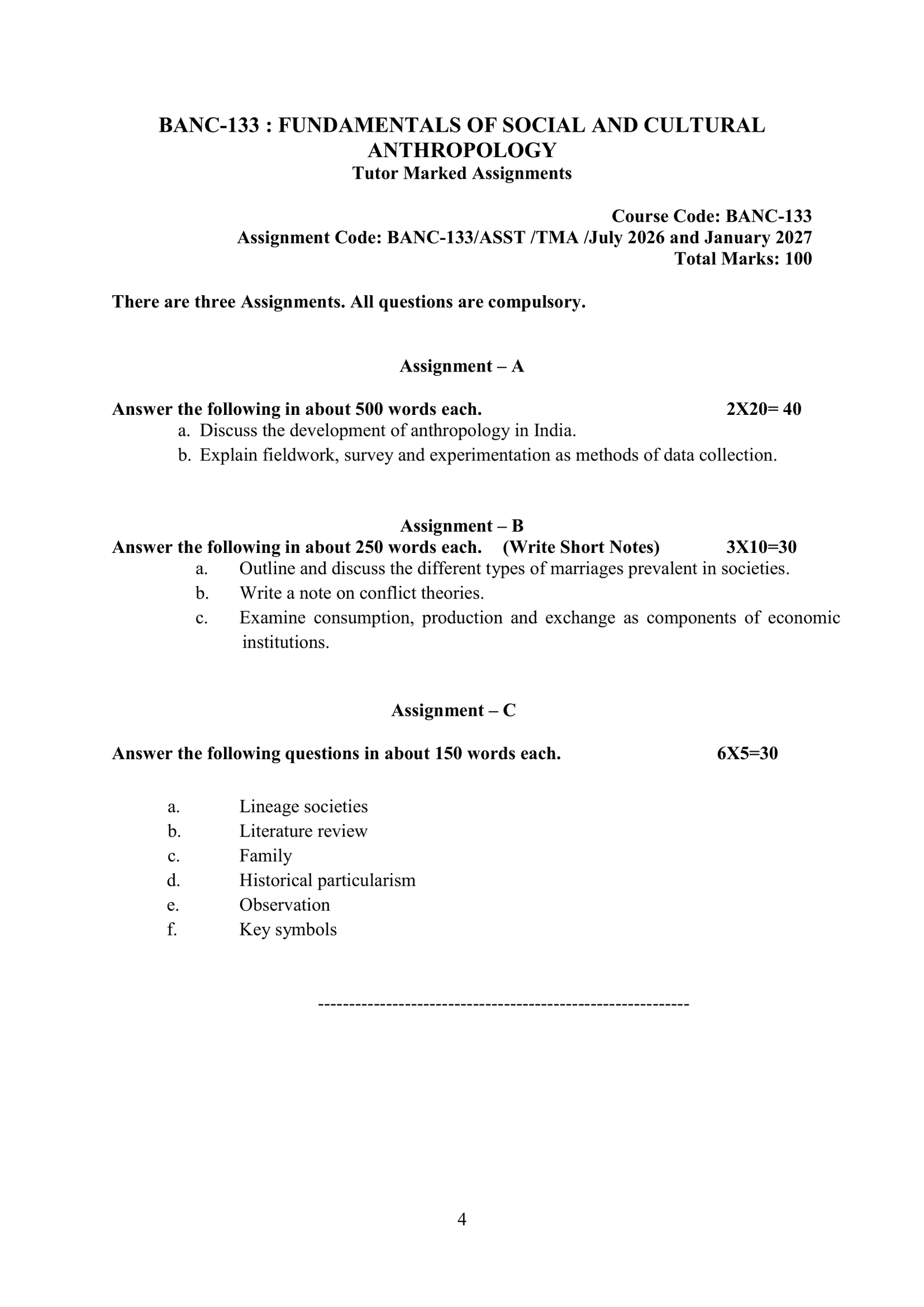 IGNOU BANC-133 Solved Assignment 2026-27 – English Medium