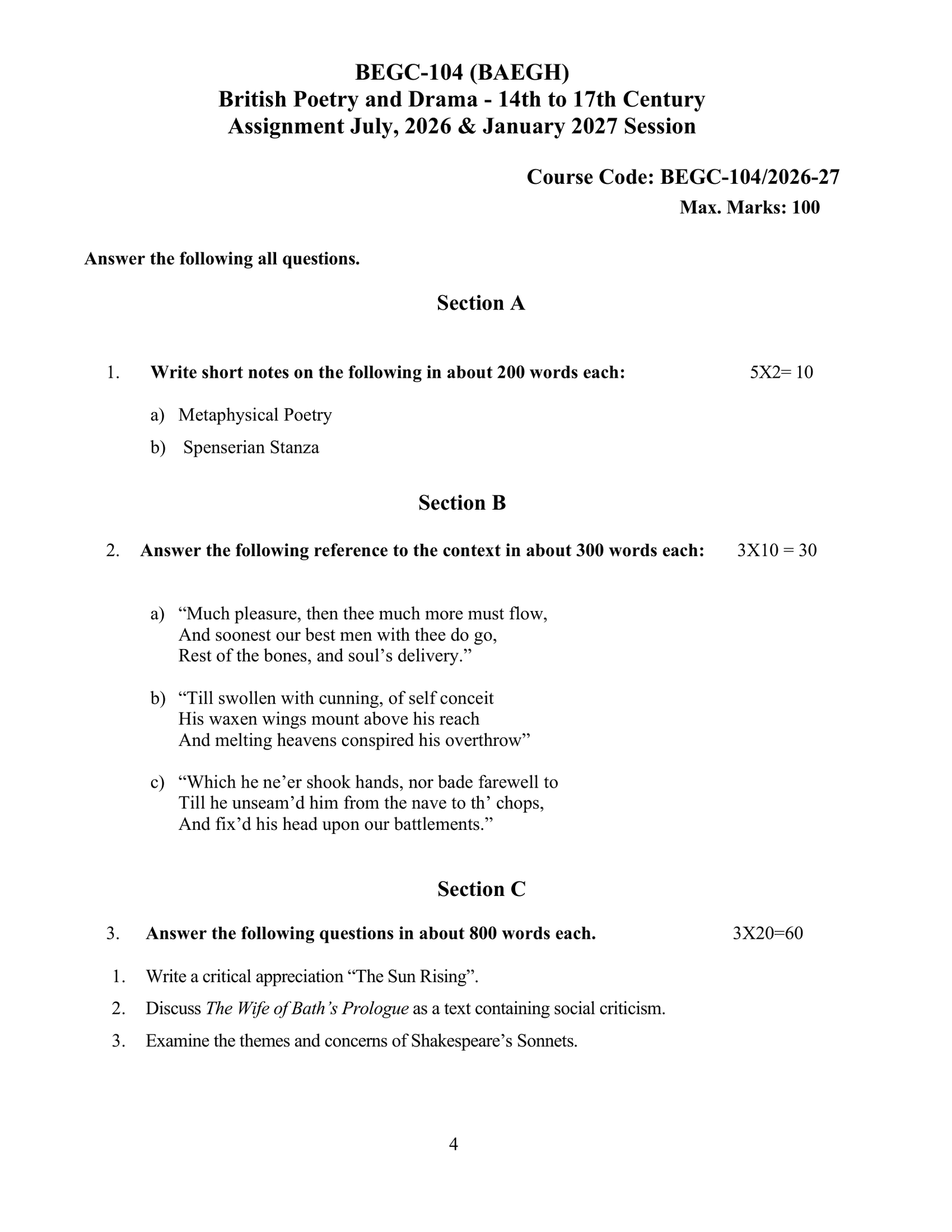 IGNOU BEGC-104 Solved Assignment 2026-27 – English Medium