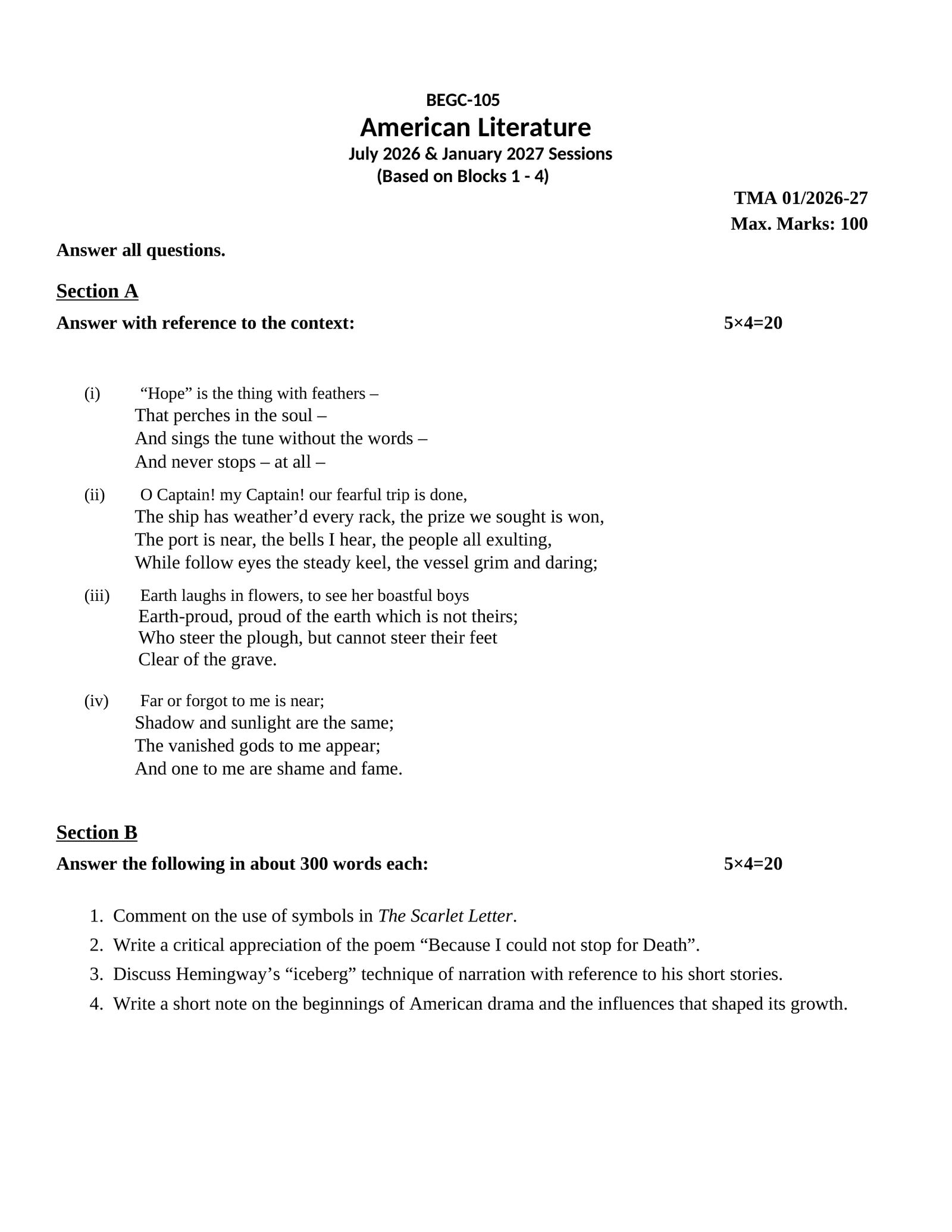 IGNOU BEGC-105 Solved Assignment 2026-27 – English Medium