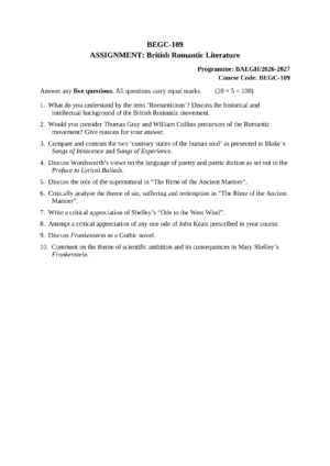 IGNOU BEGC-109 Solved Assignment 2026-27 – English Medium