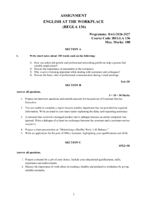 IGNOU BEGLA-136 Solved Assignment 2026-27 – English Medium