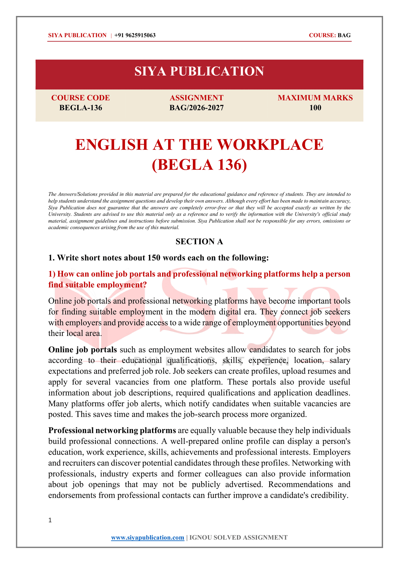 IGNOU BEGLA-136 Solved Assignment 2026-27 – English Medium - Image 2