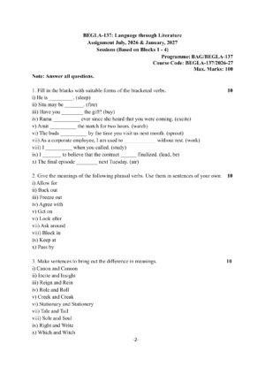 IGNOU BEGLA-137 Solved Assignment 2026-27 – English Medium