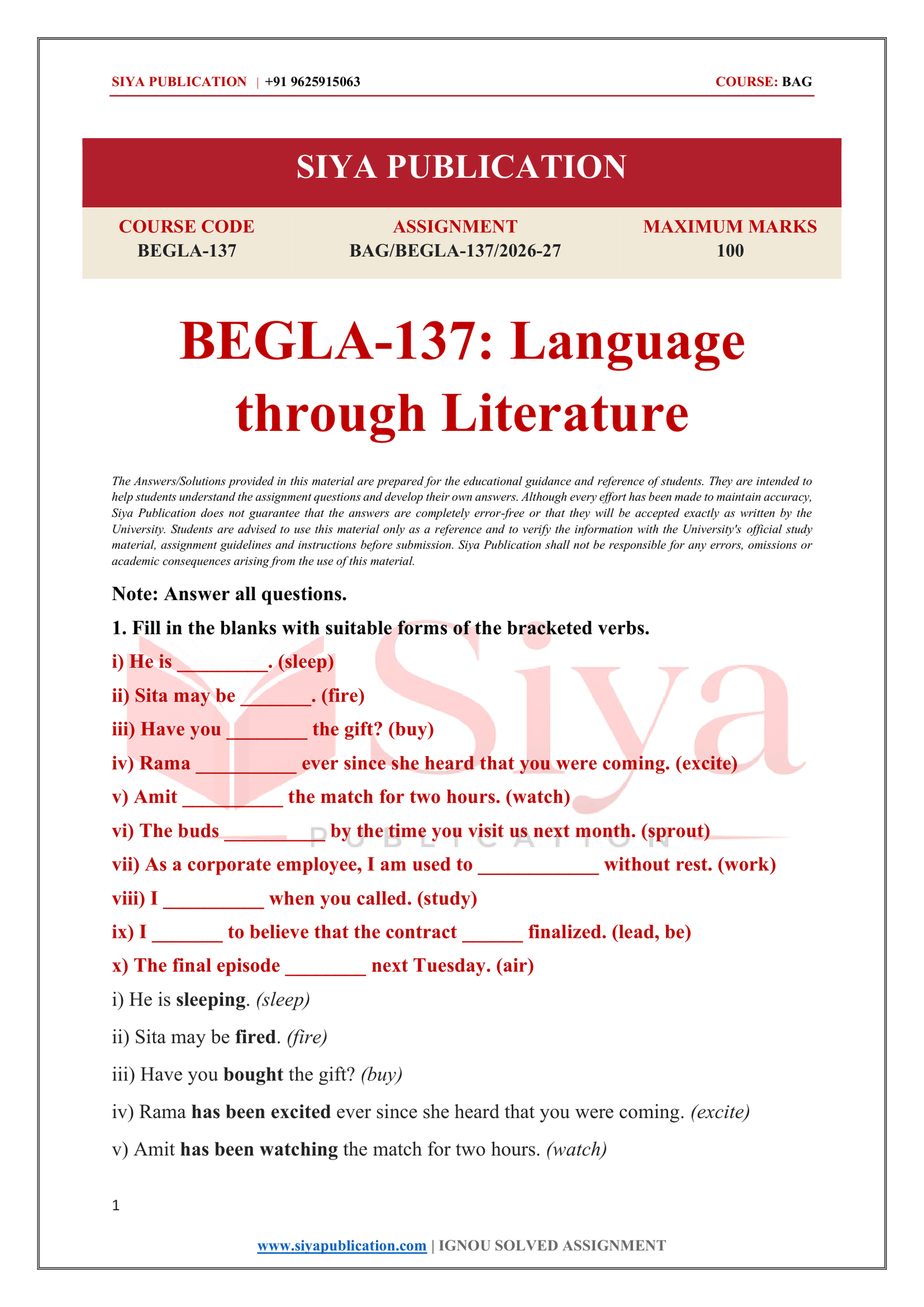 IGNOU BEGLA-137 Solved Assignment 2026-27 – English Medium - Image 2
