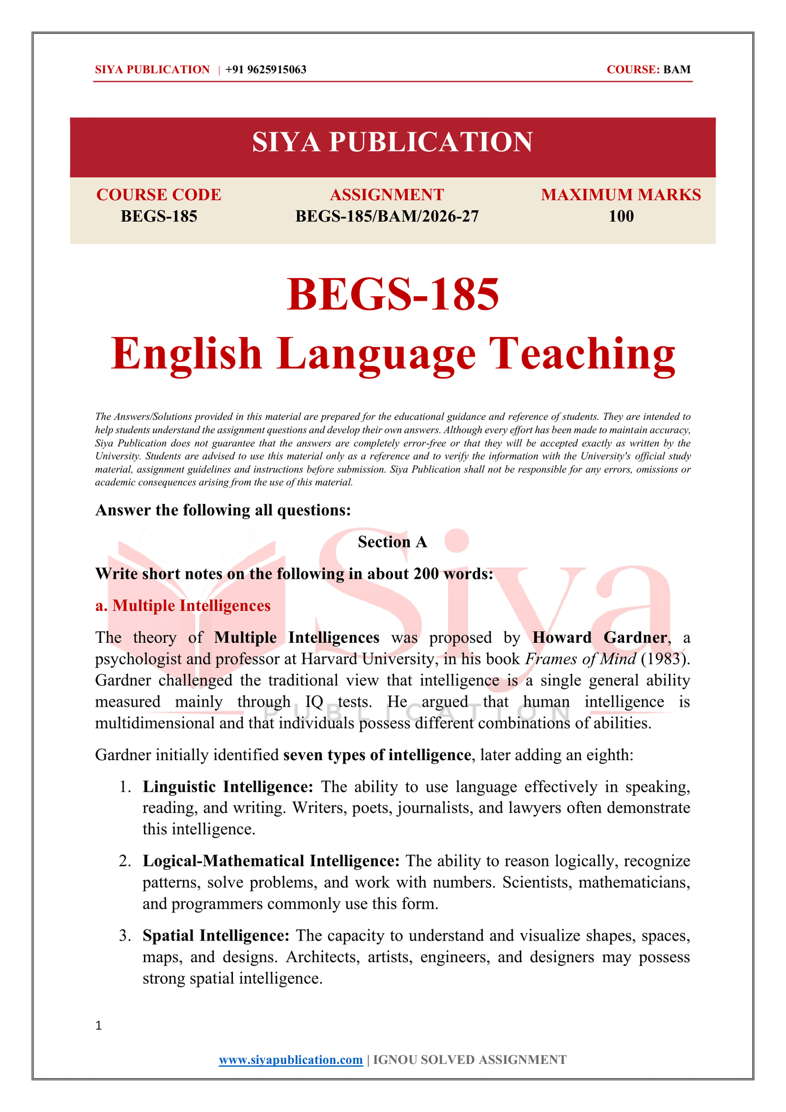 IGNOU BEGS-185 Solved Assignment 2026-27 – English Medium - Image 2