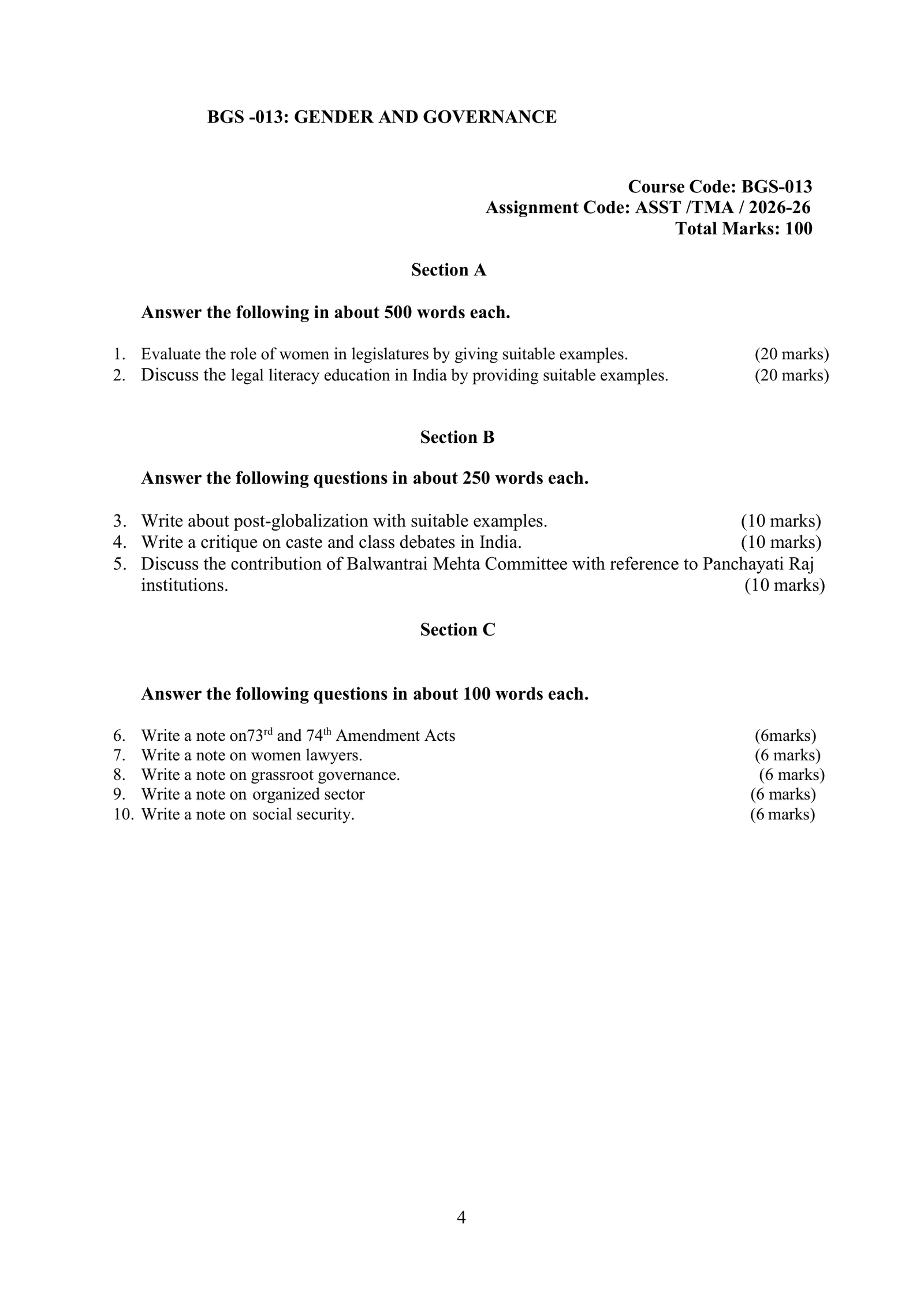 IGNOU BGS-013 Solved Assignment 2026-27 – English Medium