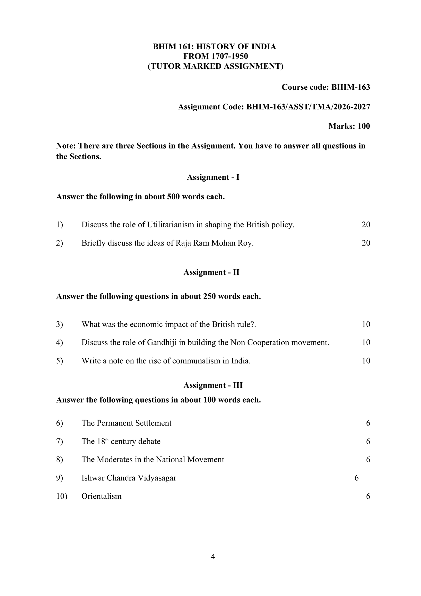 IGNOU BHIM-163 Solved Assignment 2026-27 – English Medium