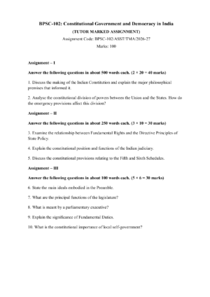 IGNOU BPSC-102 Solved Assignment 2026-27 – English Medium