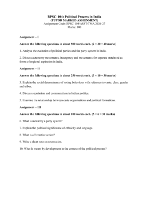 IGNOU BPSC-104 Solved Assignment 2026-27 – English Medium