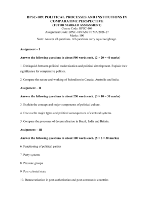 IGNOU BPSC-109 Solved Assignment 2026-27 – English Medium
