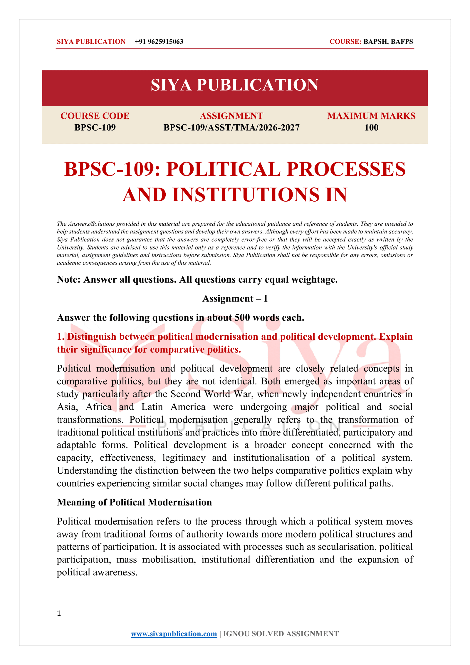 IGNOU BPSC-109 Solved Assignment 2026-27 – English Medium - Image 2