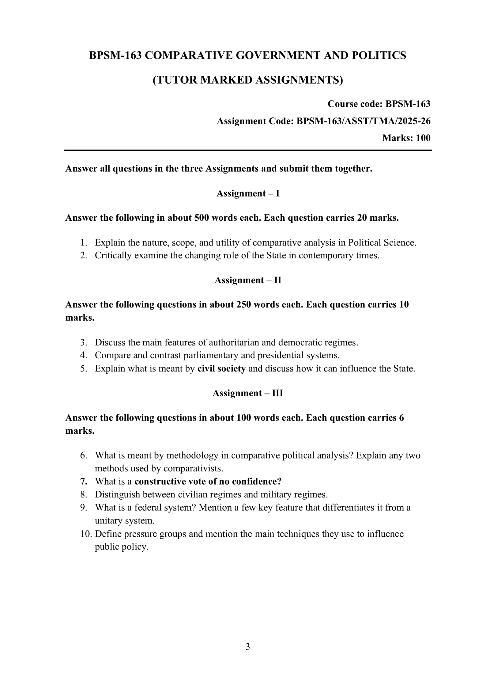 IGNOU BPSM-163 Solved Assignment 2025-26 – English Medium