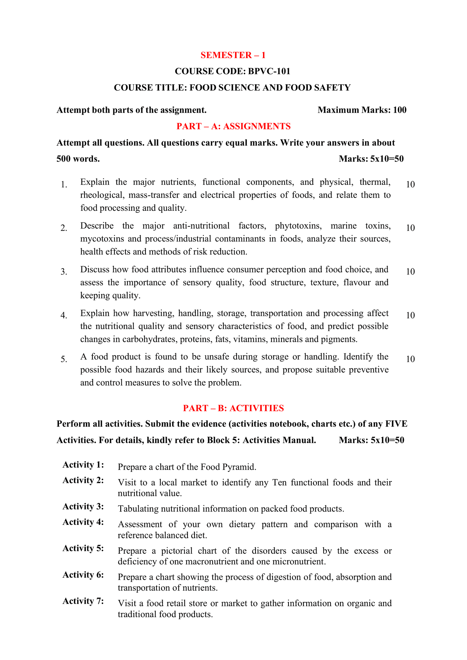 IGNOU BPVC-101 Solved Assignment 2026-27 – English Medium