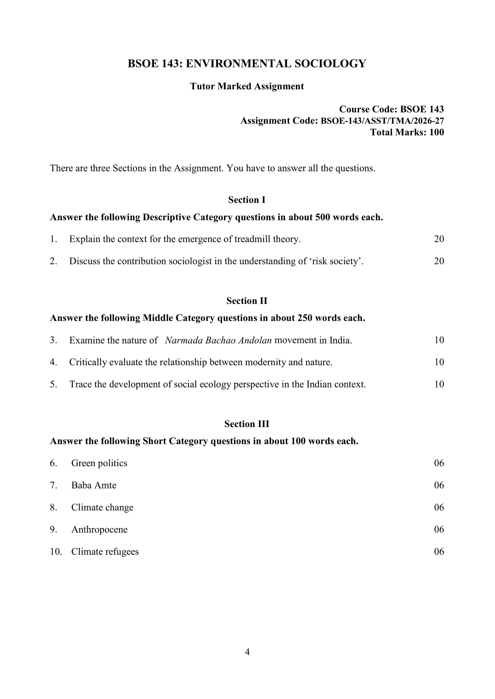 IGNOU BSOE-143 Solved Assignment 2026-27 – English Medium