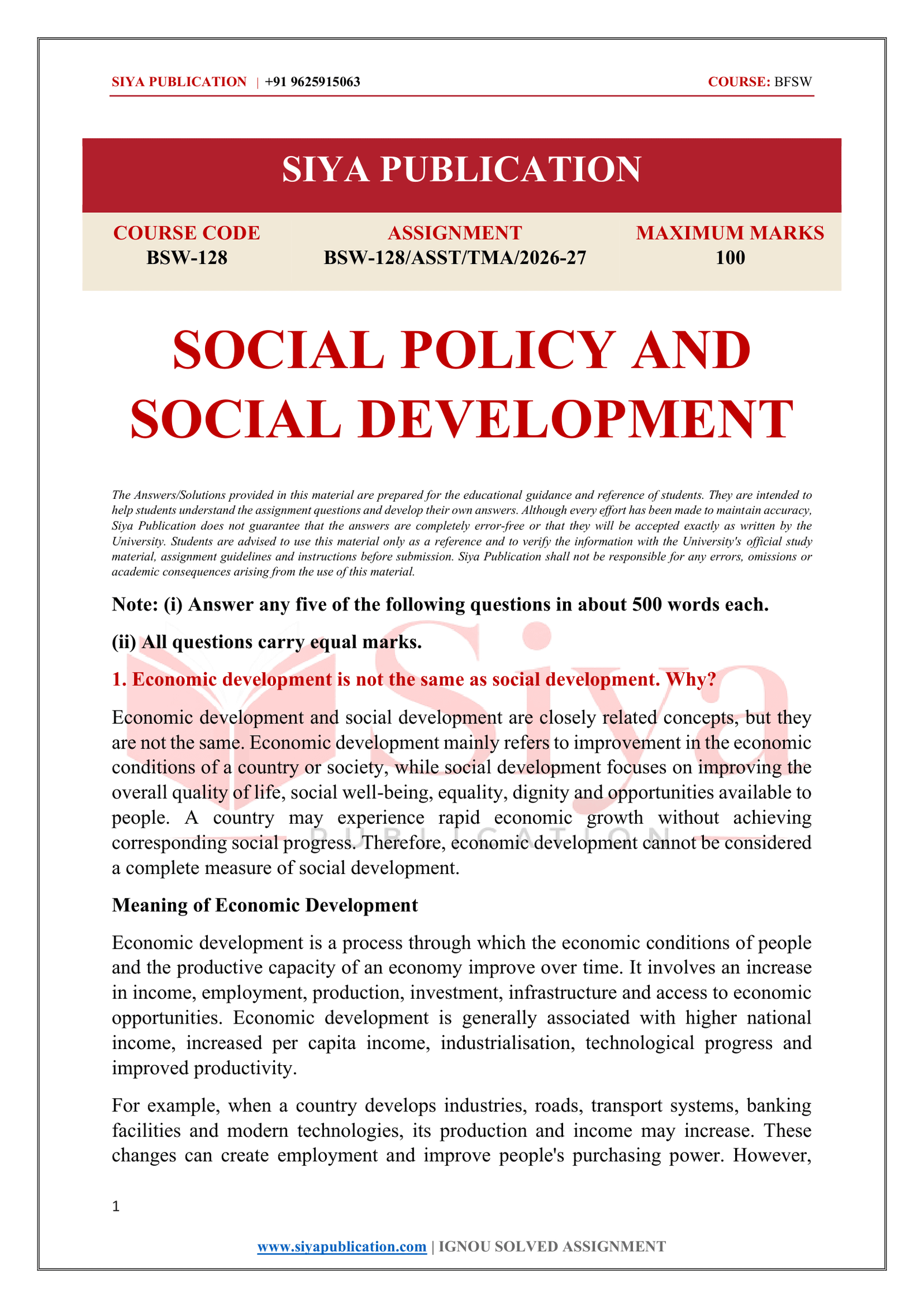 IGNOU BSW-128 Solved Assignment 2026-27 – English Medium - Image 2