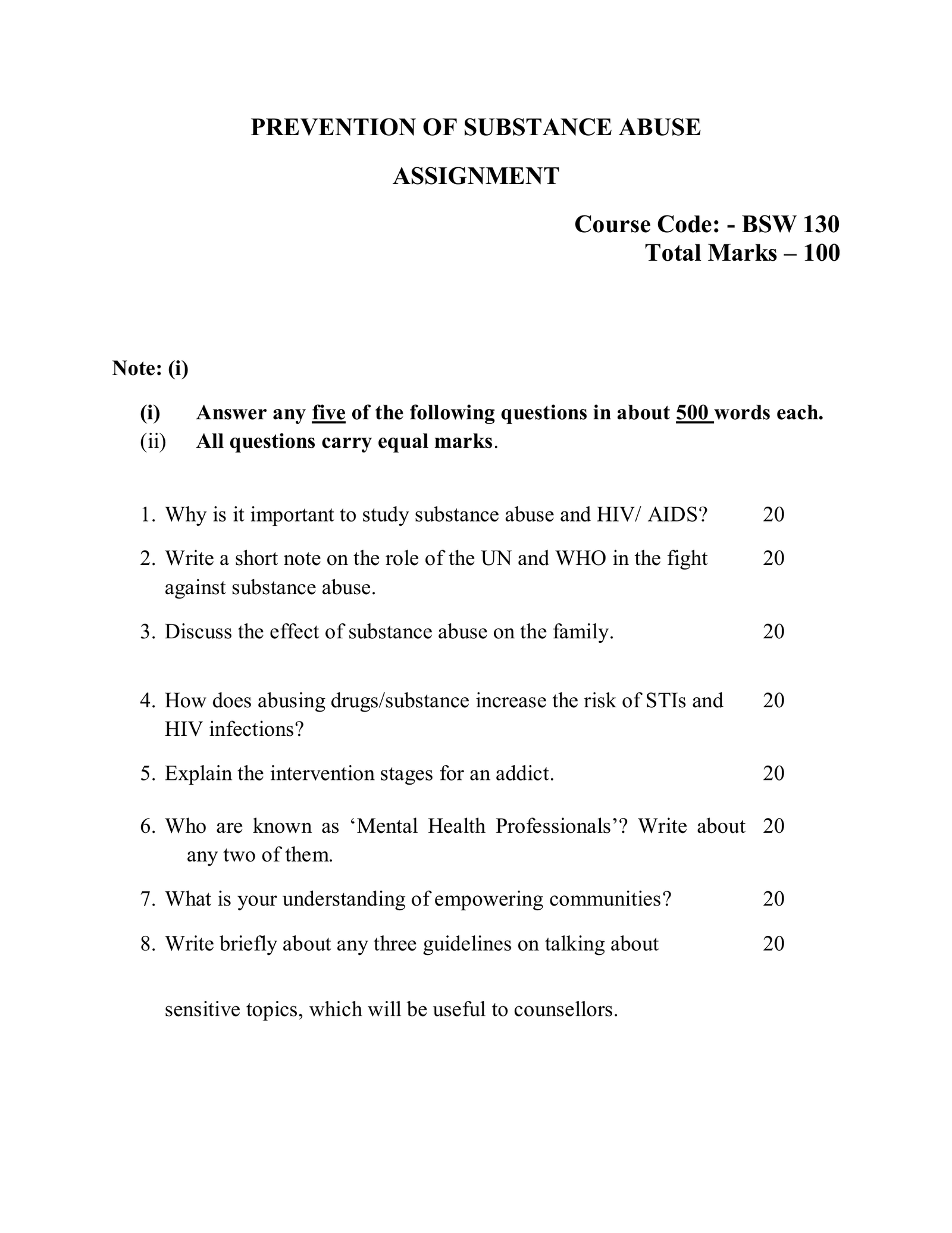 IGNOU BSW-130 Solved Assignment 2026-27 – English Medium