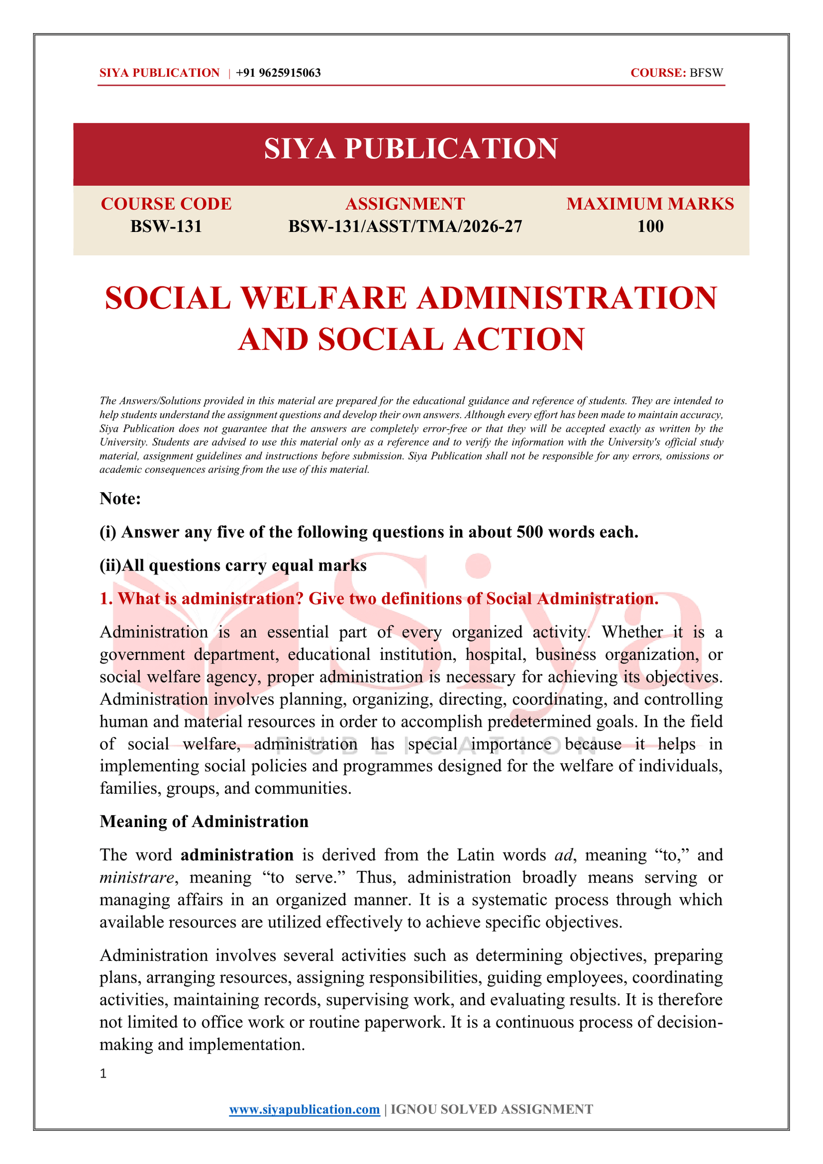 IGNOU BSW-131 Solved Assignment 2026-27 – English Medium - Image 2