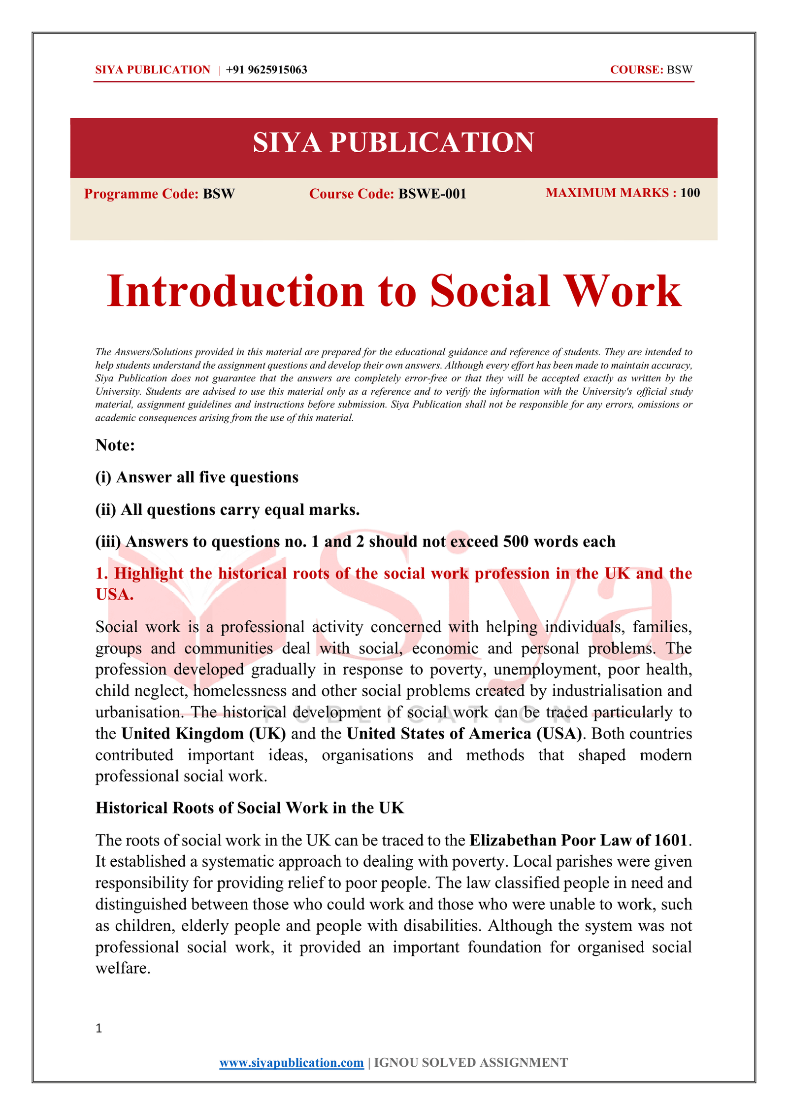 IGNOU BSWE-001 Solved Assignment 2026-27 – English Medium - Image 2