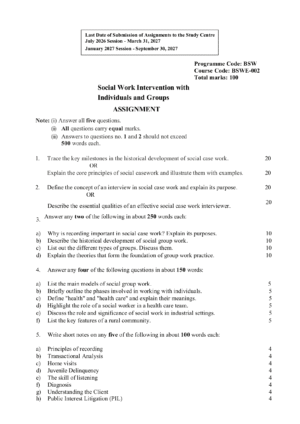 IGNOU BSWE-002 Solved Assignment 2026-27 – English Medium