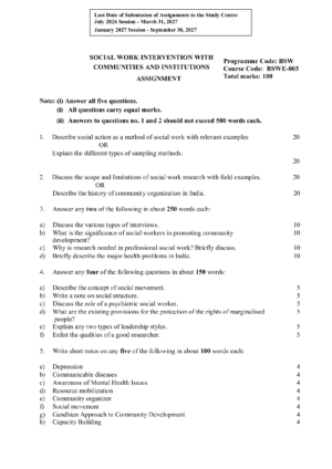 IGNOU BSWE-003 Solved Assignment 2026-27 – English Medium