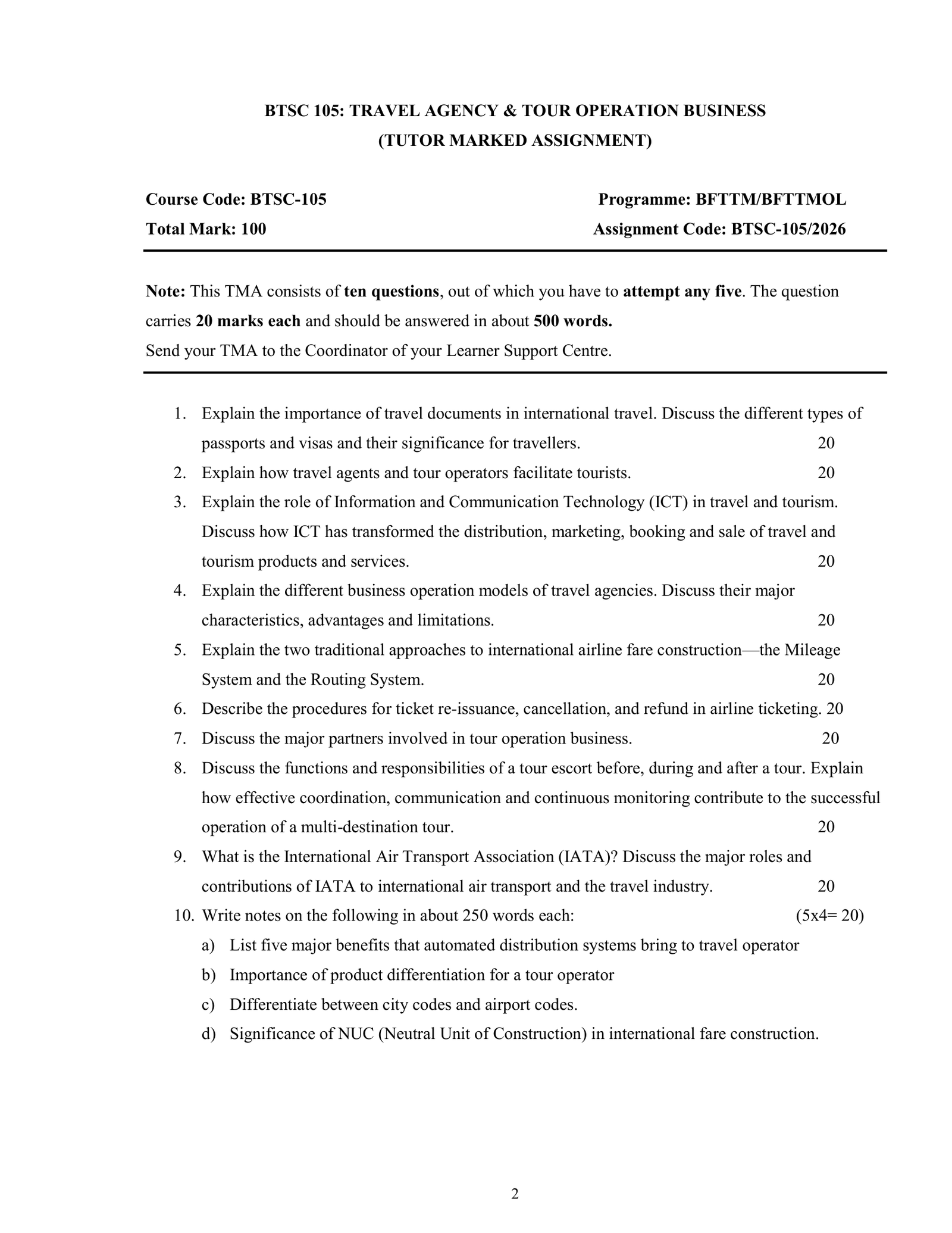 IGNOU BTSC-105 Solved Assignment 2026-27 – English Medium