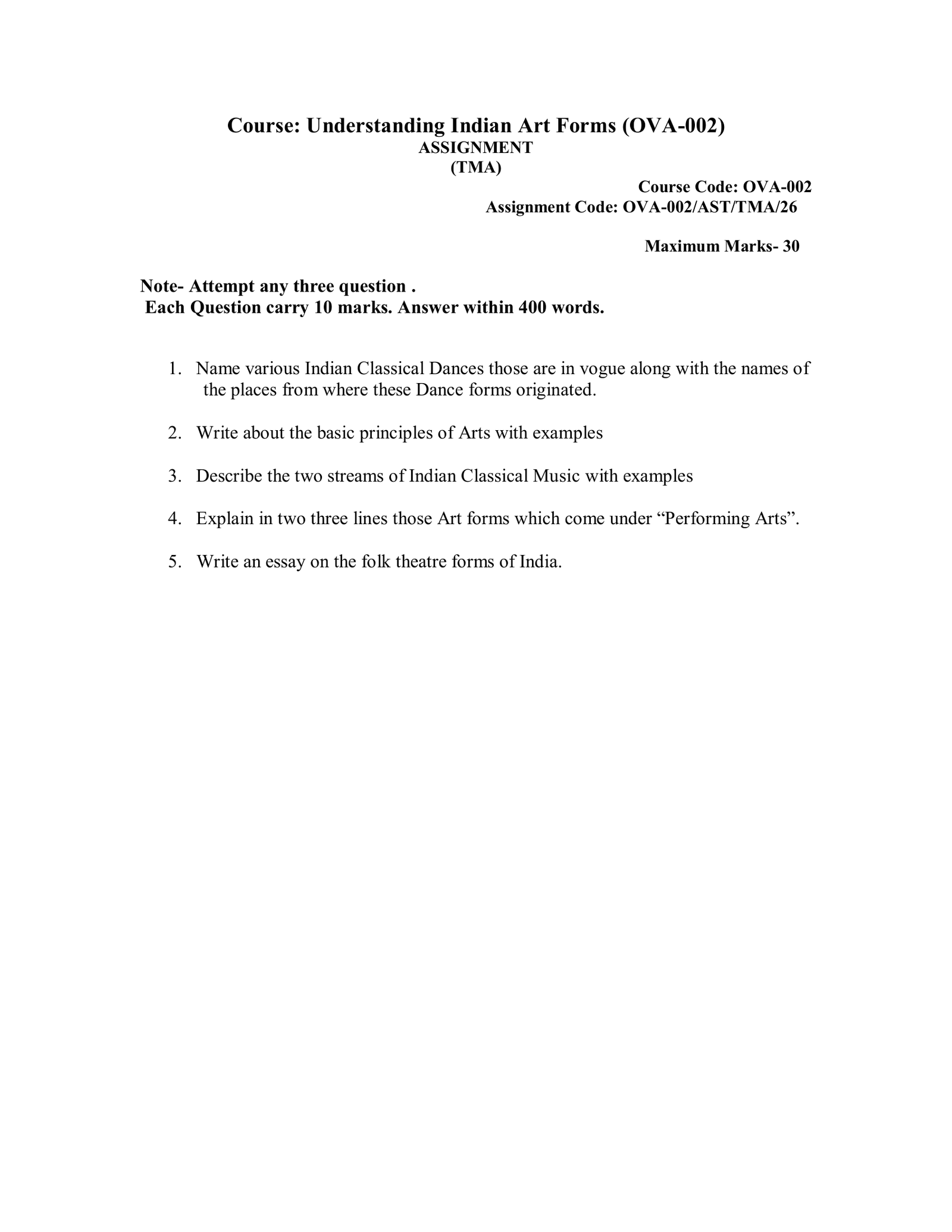 IGNOU OVA-002 Solved Assignment JULY 2026 – English Medium
