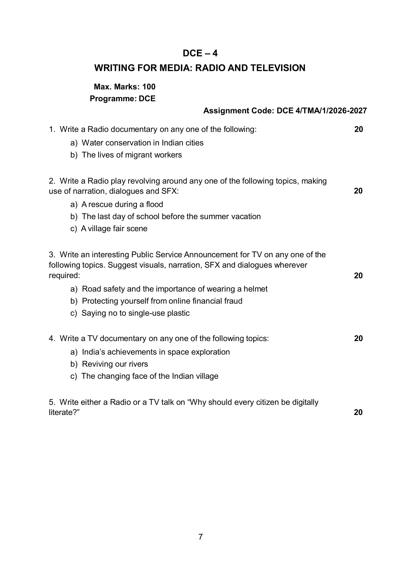 IGNOU DCE-04 Solved Assignment 2026-27 – English Medium