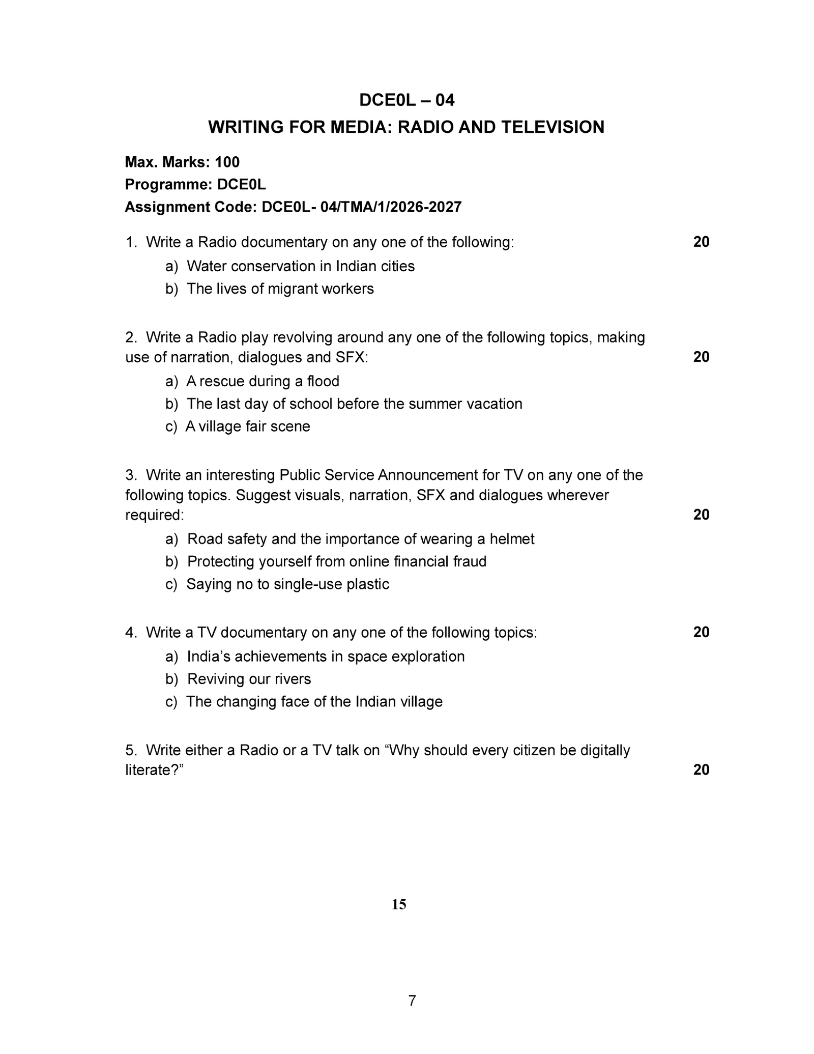 IGNOU DCEOL-04 Solved Assignment 2026-27 – English Medium