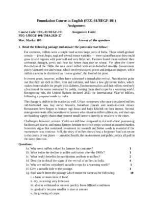 IGNOU FEG-01/BEGF-101 Solved Assignment 2026-27 – English Medium