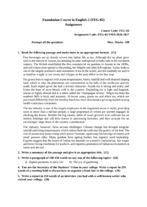 IGNOU FEG-02 Solved Assignment 2026-27 – English Medium