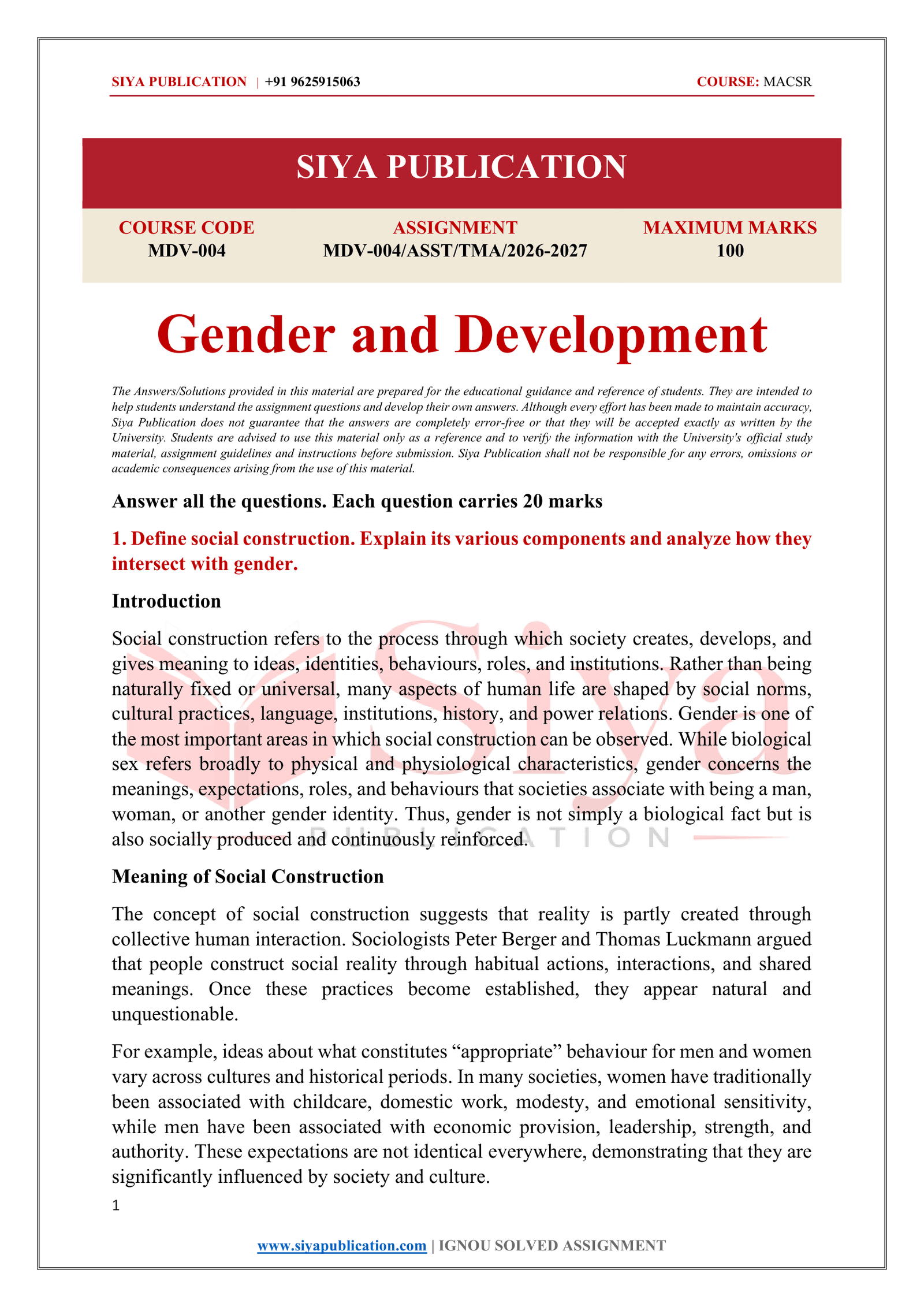 IGNOU MDV-004 Solved Assignment 2026-27 – English Medium - Image 2