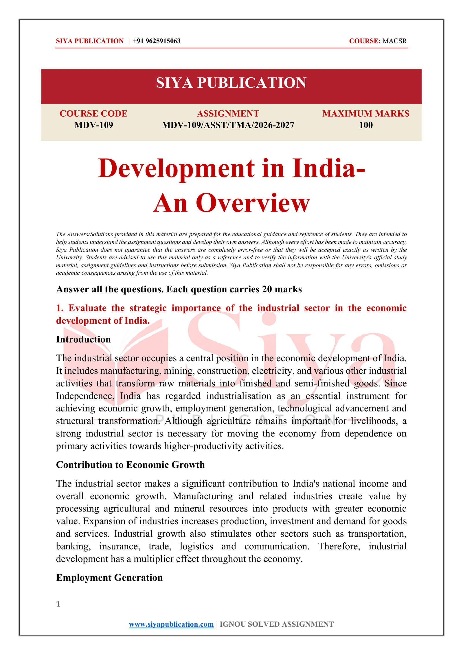 IGNOU MDV-109 Solved Assignment 2026-27 – English Medium - Image 2