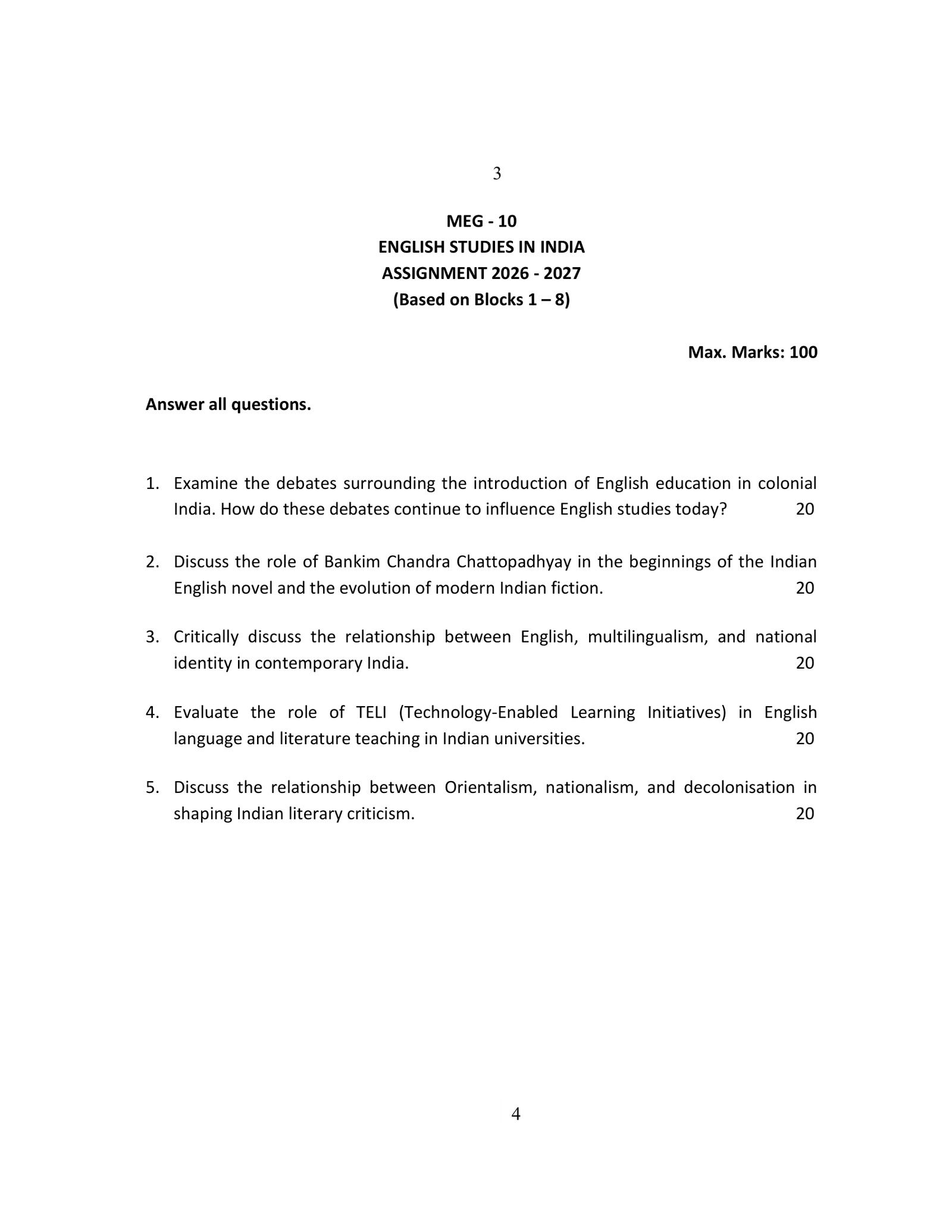 IGNOU MEG-010 Solved Assignment 2026-27 – English Medium