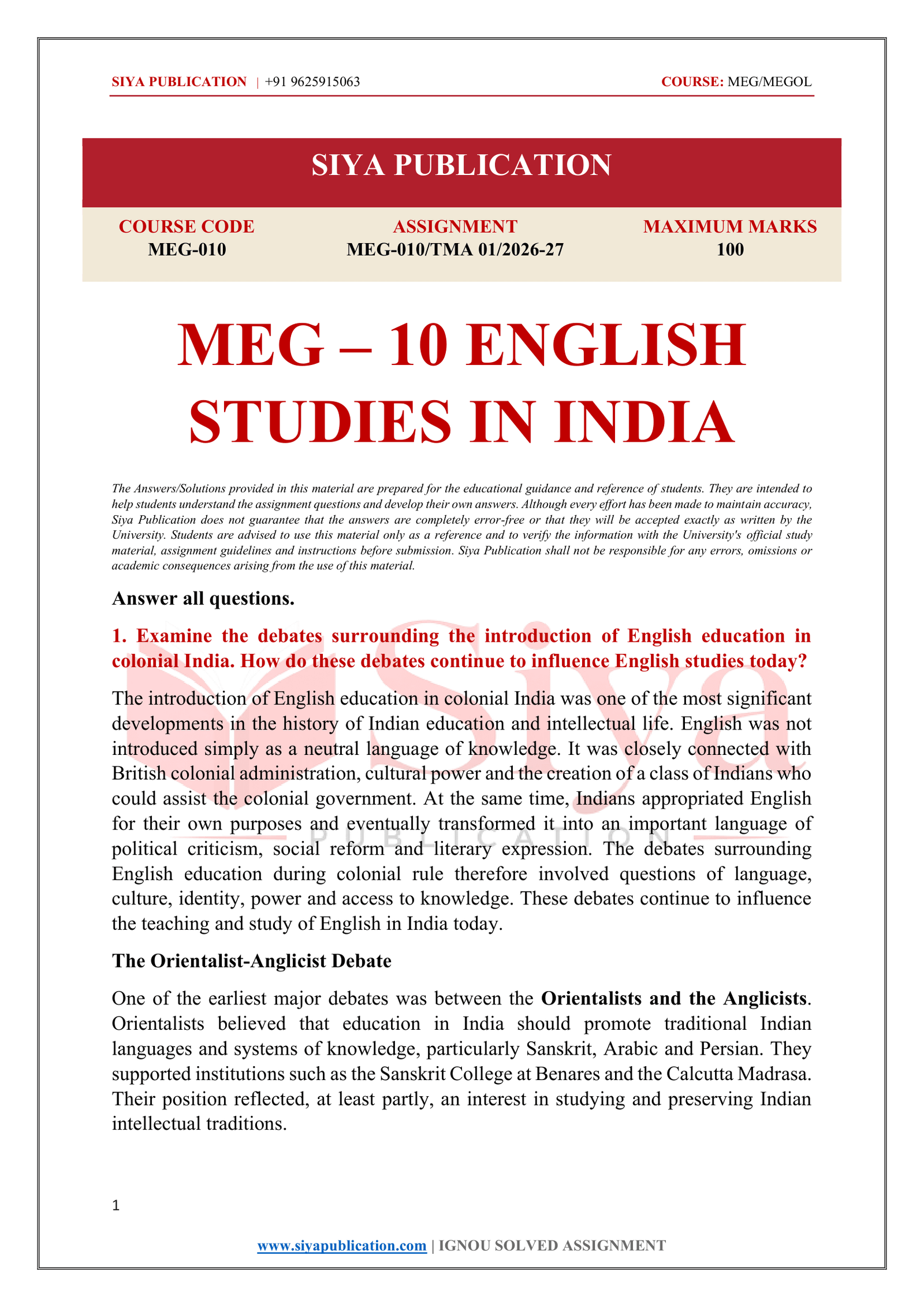IGNOU MEG-010 Solved Assignment 2026-27 – English Medium - Image 2