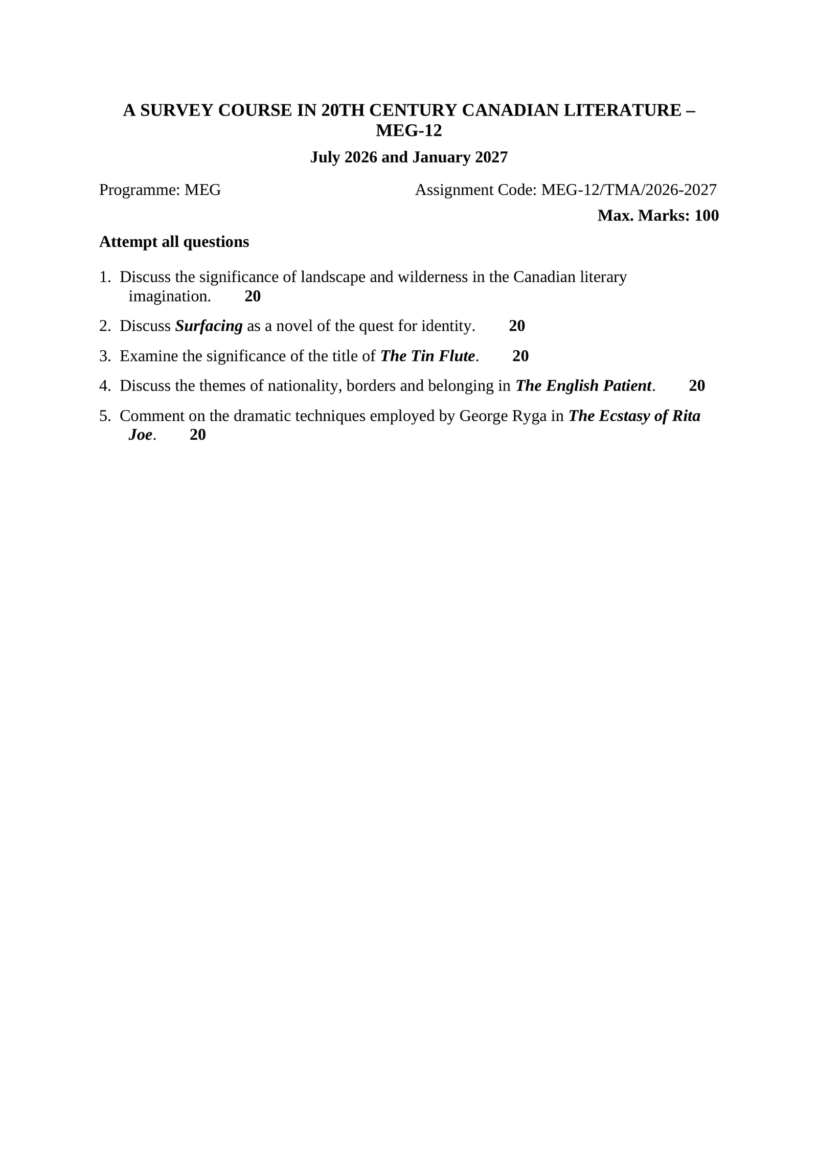 IGNOU MEG-012 Solved Assignment 2026-27 – English Medium