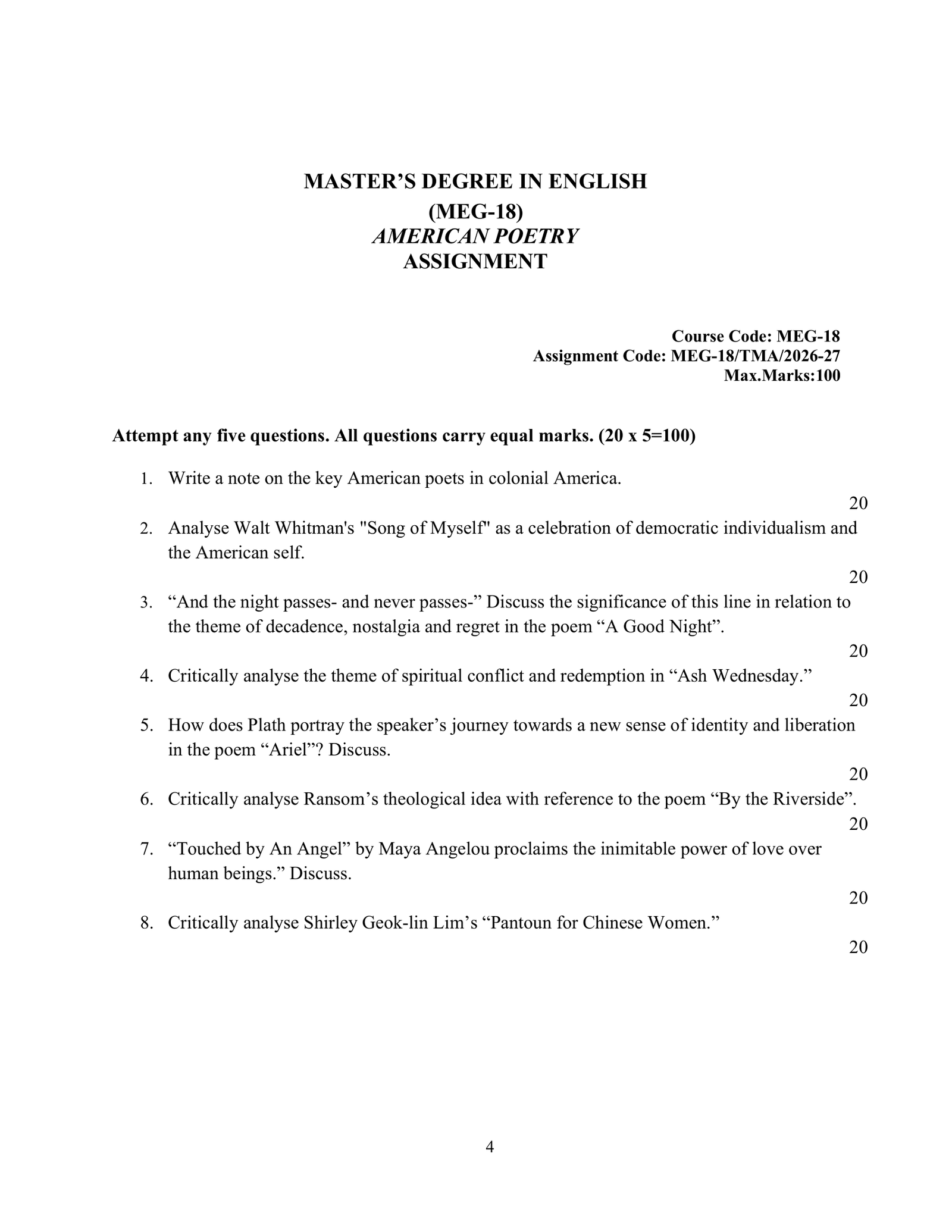 IGNOU MEG-018 Solved Assignment 2026-27 – English Medium
