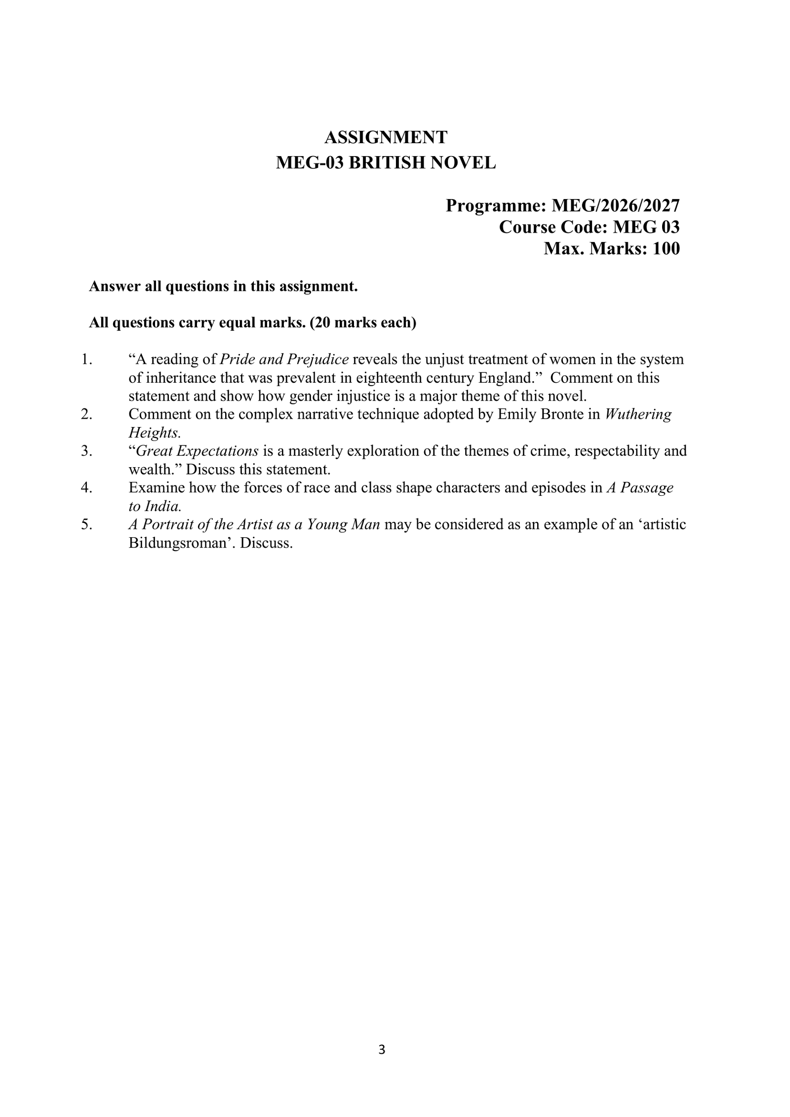 IGNOU MEG-03 Solved Assignment 2026-27 – English Medium