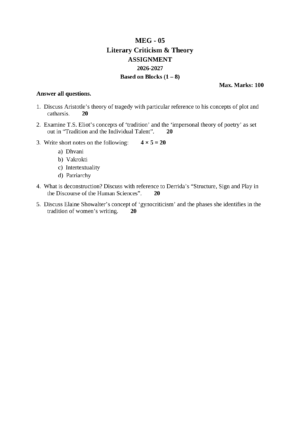 IGNOU MEG-05 Solved Assignment 2026-27 – English Medium