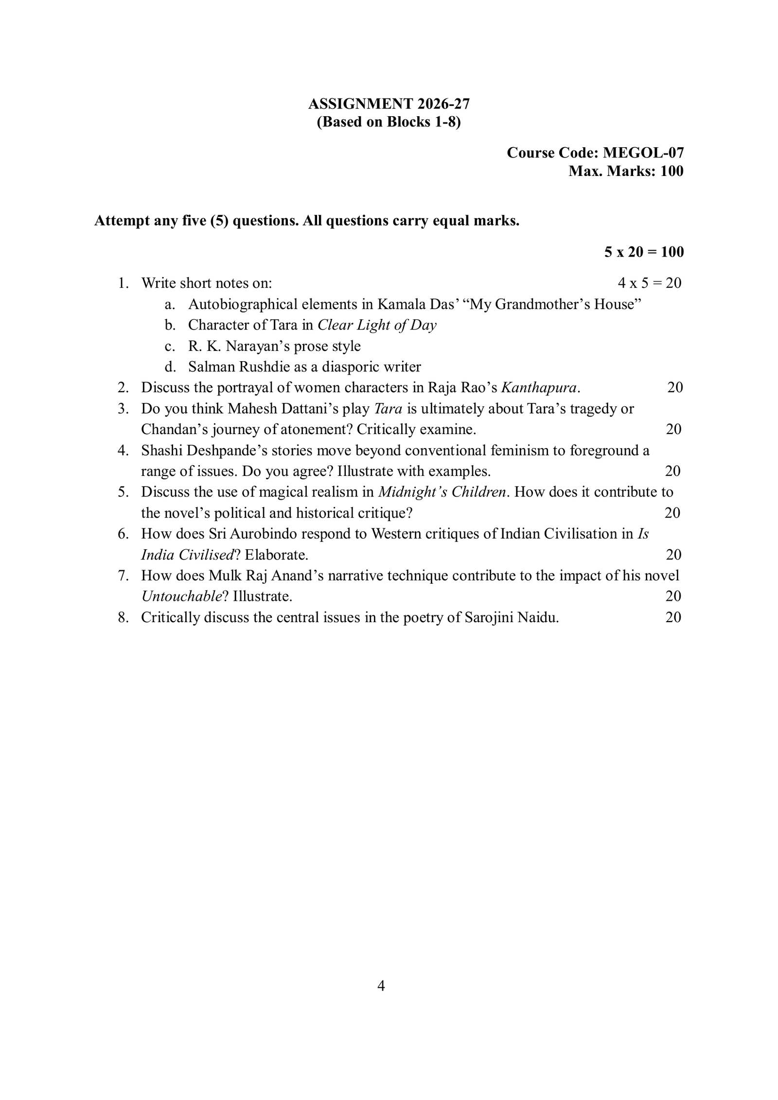 IGNOU MEG-07 Solved Assignment 2026-27 – English Medium