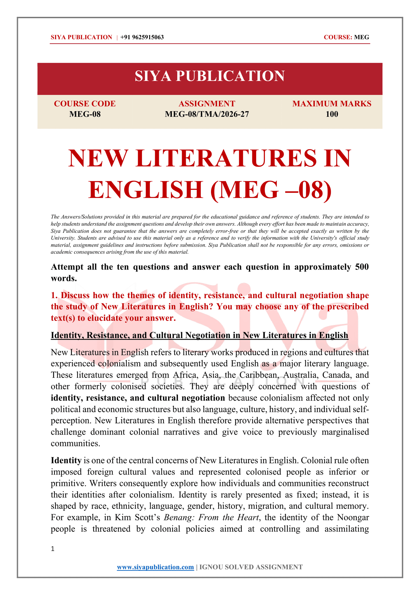 IGNOU MEG-08 Solved Assignment 2026-27 – English Medium - Image 2