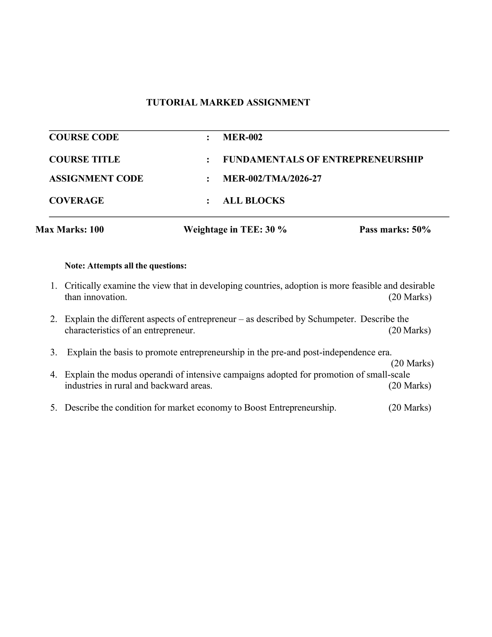 IGNOU MER-002 Solved Assignment 2026-27 – English Medium