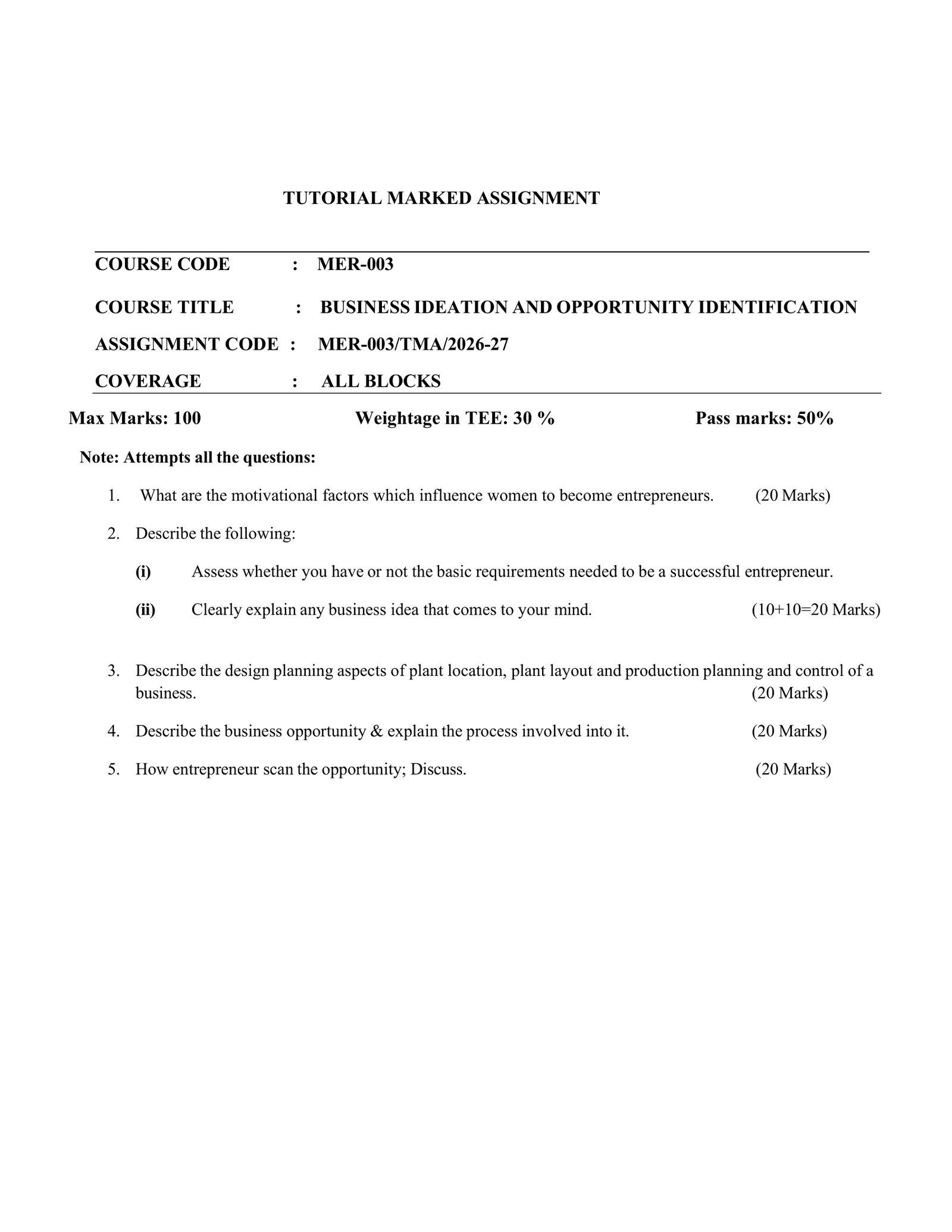 IGNOU MER-003 Solved Assignment 2026-27 – English Medium