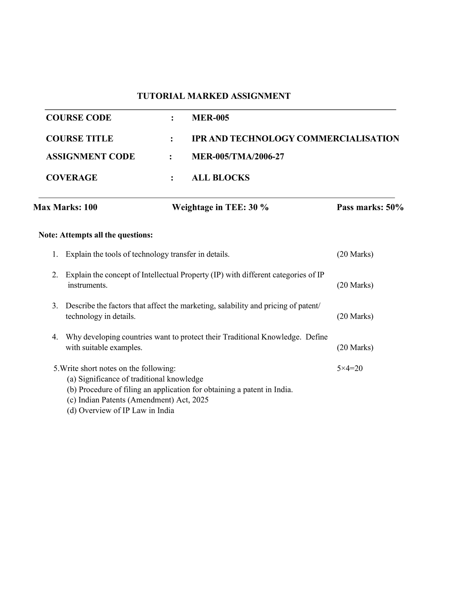 IGNOU MER-005 Solved Assignment 2026-27 – English Medium