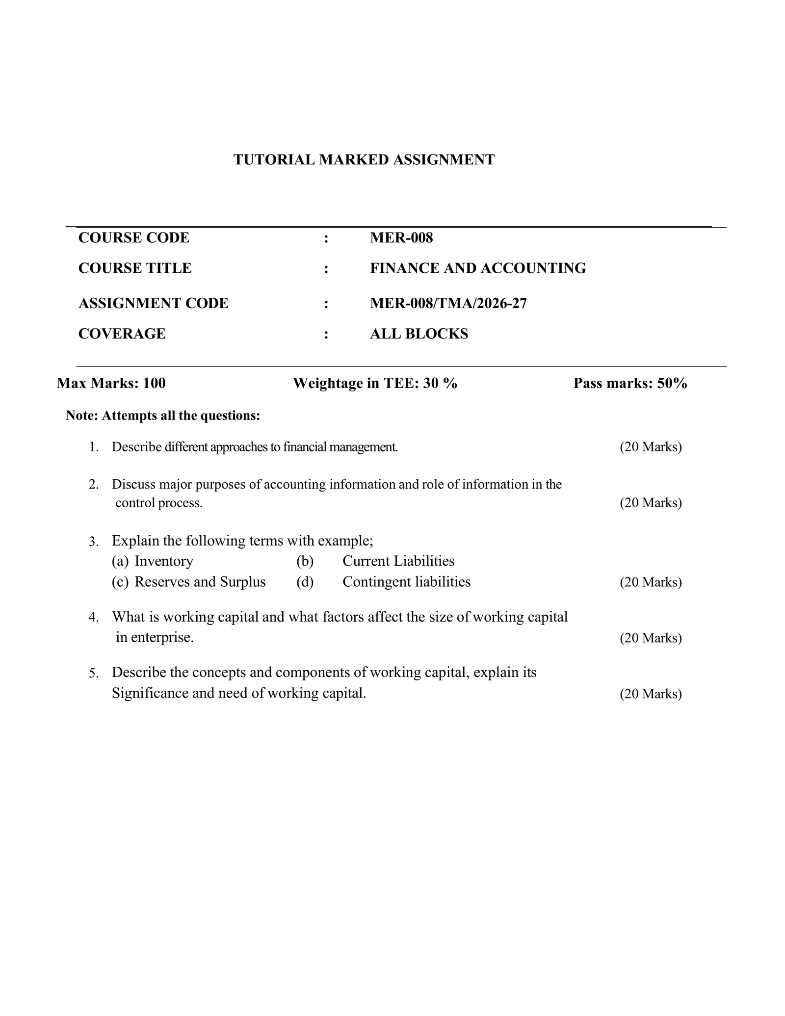IGNOU MER-008 Solved Assignment 2026-27 – English Medium