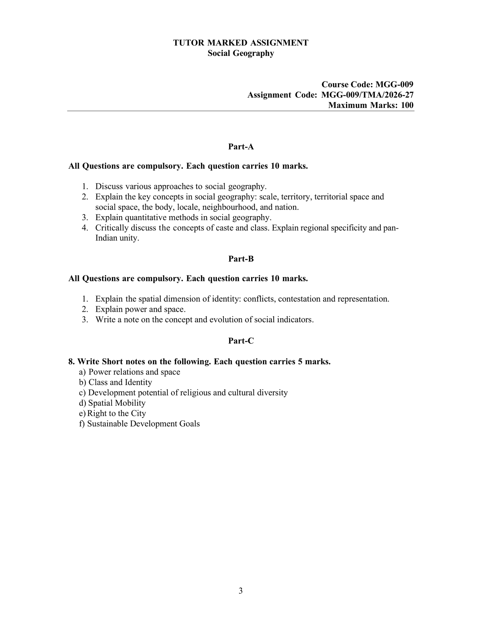 IGNOU MGG-009 Solved Assignment 2026-27 – English Medium